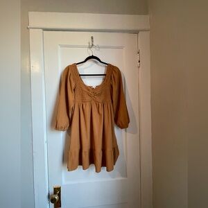 Square Neck Smocked Babydoll Mini Dress